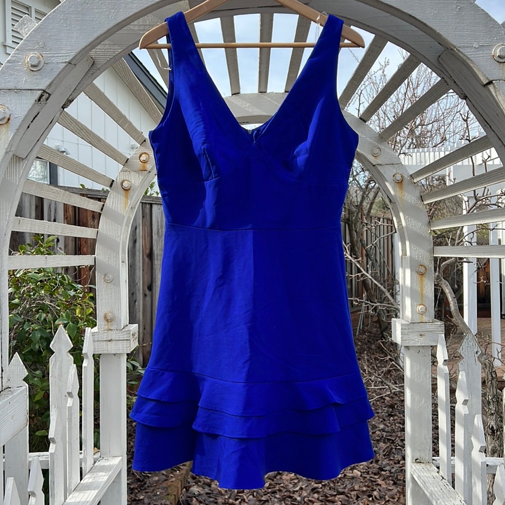 Blue Tank Mini Dress with Ruffled Skirt